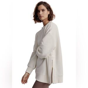 Varley Cream Longline Sweatshirt with Side Zip